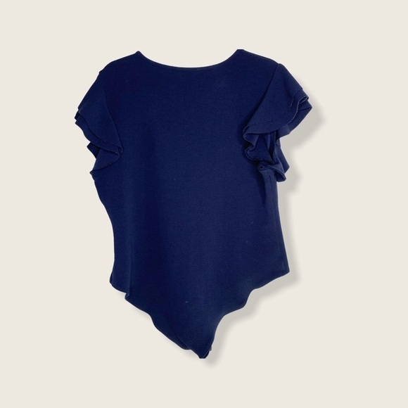 NEW! Shein Navy Flutter Sleeve Bodysuit - Picture 5 of 9